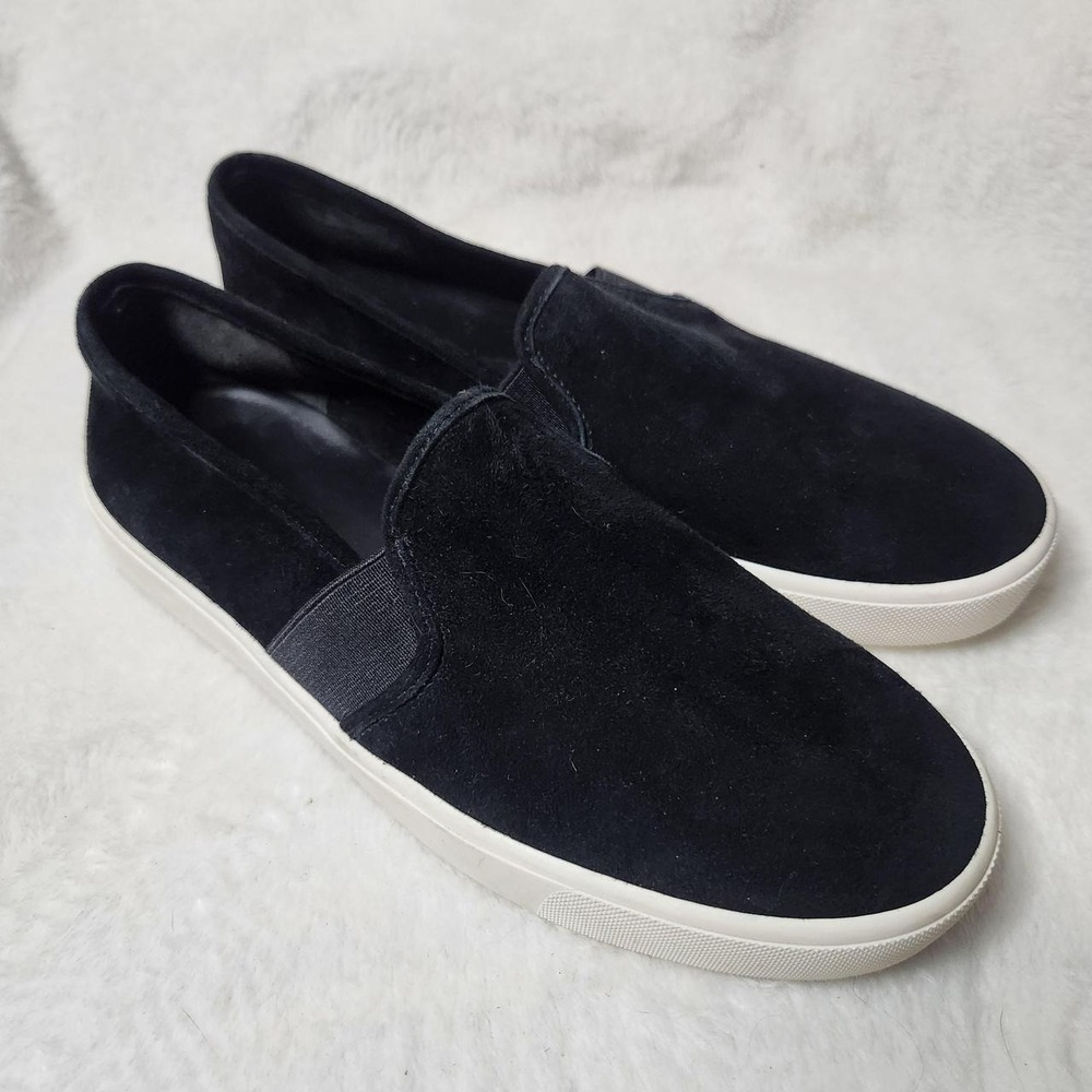 Vince NEW 9 Black Suede Leather Slip On Platform Warren Sneaker Women Streetwear